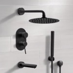 Remer TSH34 Matte Black Tub and Shower System with Rain Shower Head and Hand Shower